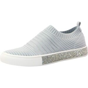 Bernie Mev Iris Gray Rhinestone Sparkle Sole Slip-On Comfort Sneakers Mesh
